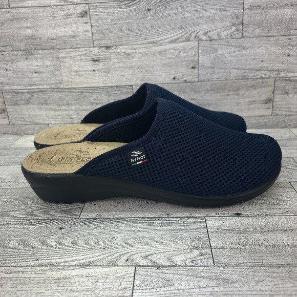 Fly Flot Mesh Clogs Mules Made in Italy Size 39  EUR/8 US‎ Navy Blue Comfort - Picture 8 of 11